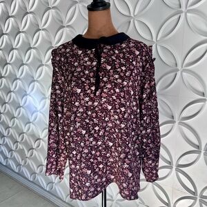 CeCe Black and Pink Floral Blouse T2